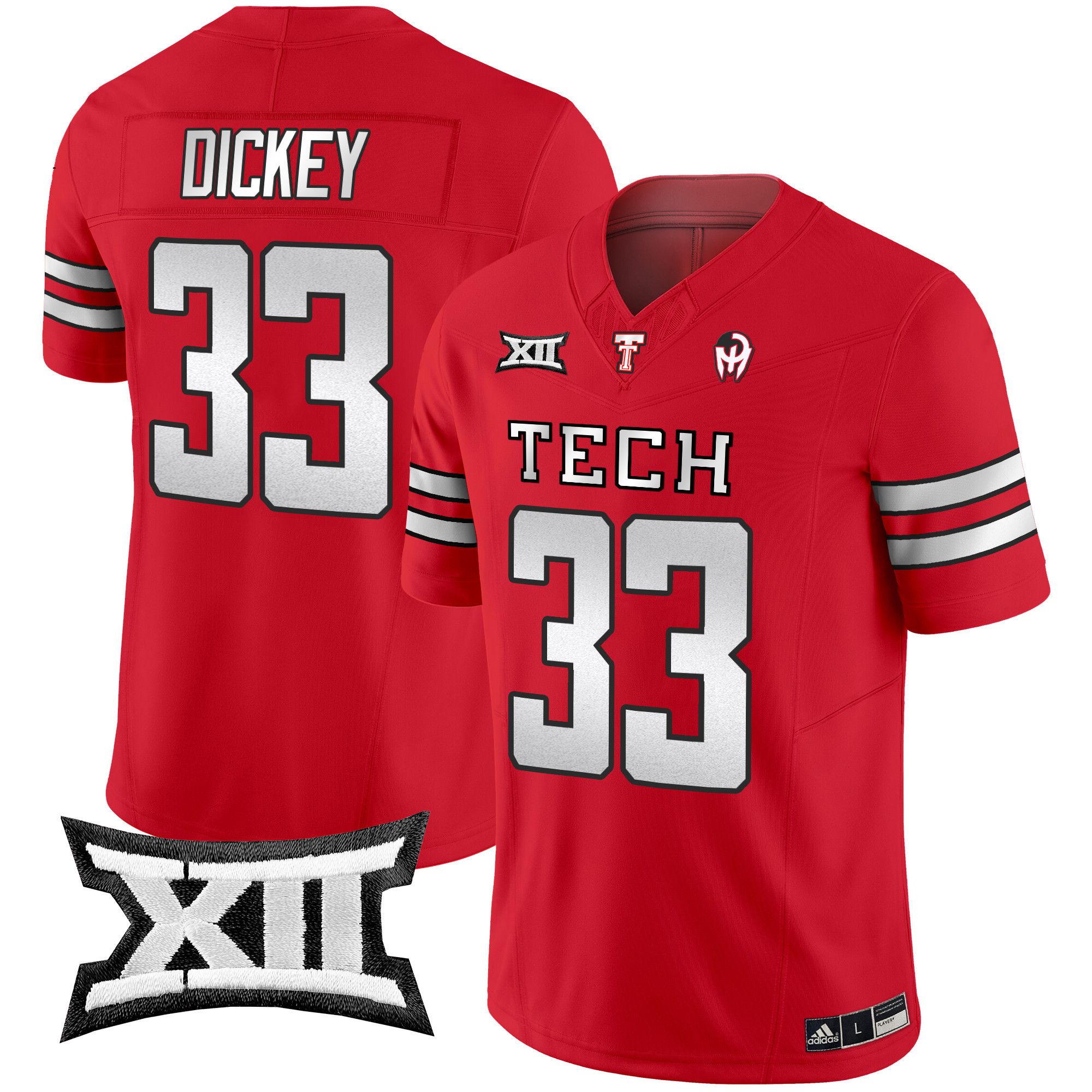 Men Texas Tech Red Raiders #33 Dickey Red 2024 Patrick Mahomes Symbol Vapor Limited NCAA Jersey style 1->customized ncaa jersey->Custom Jersey
